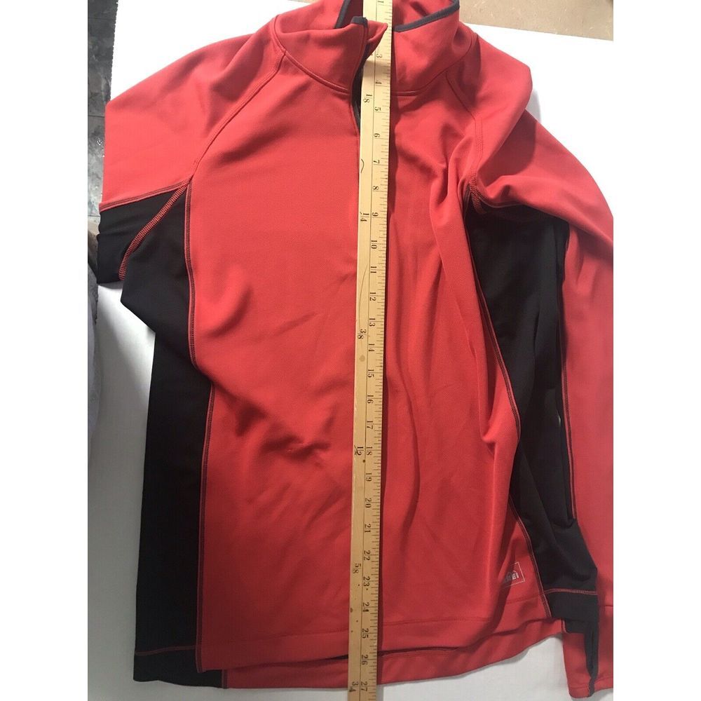 REI‎ 1/4 Zip Pullover Med Red/Black Zip Pocket Thumb hole On Sleeve - Picture 5 of 6